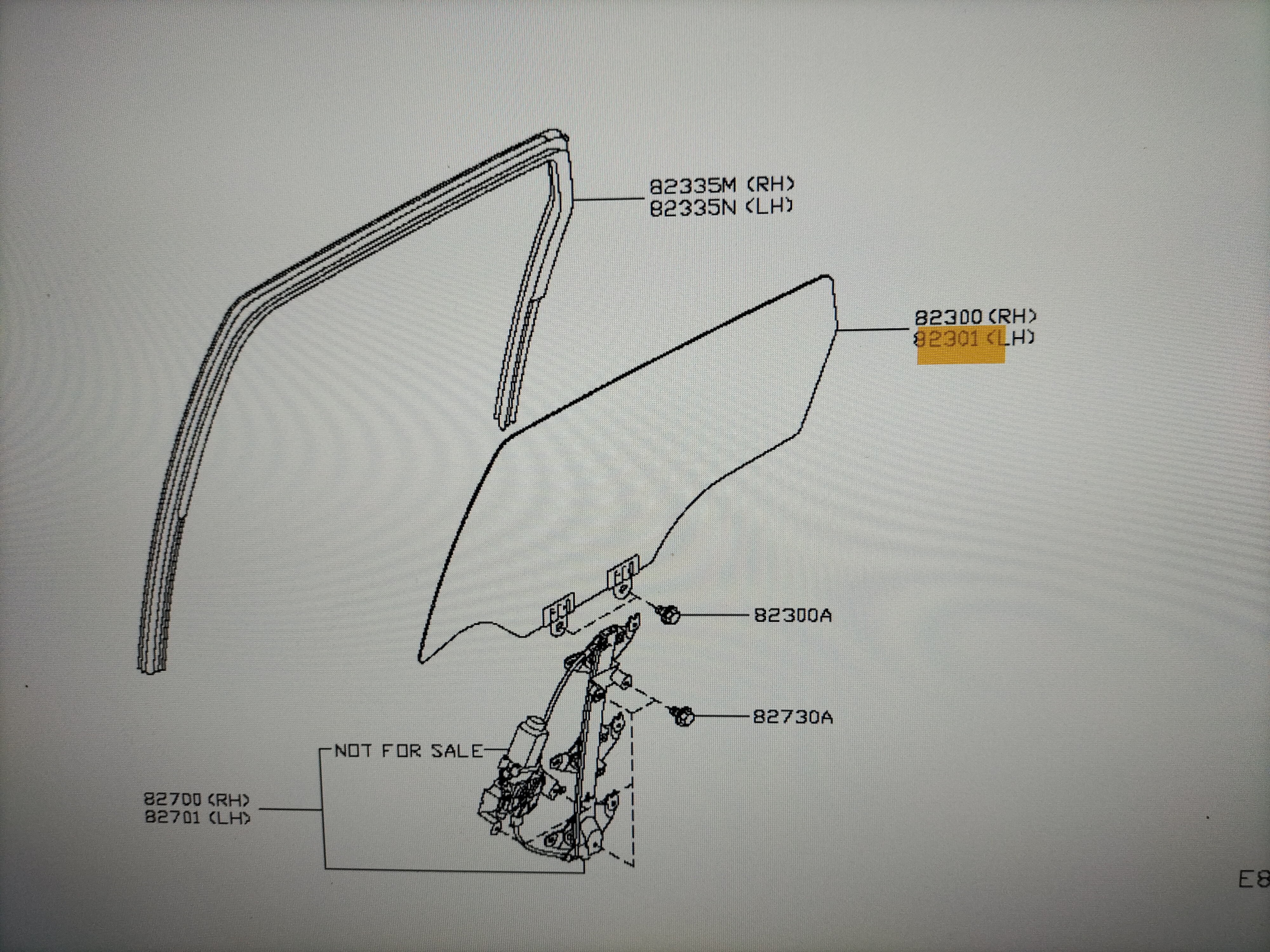 Glass assy-rear door window, left-hand Nissan Qashqai J10 82301-JD005 Used part.