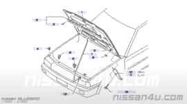 Motorkapscharnier links Nissan Bluebird 65401-38E00  T12/ T72/ U11 Gebruikt.