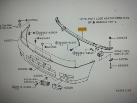 Retainer-front bumper, upper Nissan Almera N15 62290-0N000 Original.
