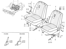 Comp-seat, front reclining left-hand Datsun Sunny B110 87050-H7002 Used part.