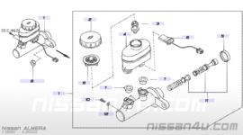 Hoofdremcilinder Nissan Almera N15 Zonder ABS. 46010-1N500