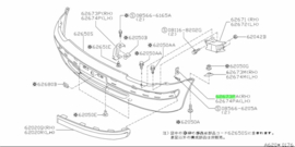 Bumpersteun rechtsvoor Nissan Micra K11 62222-72B00 Origineel.