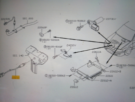 Heated oxygen sensor, front SR20DE Nissan 22690-7J501 P11/ V10/ WP11 (0 258 005 288/289) Used part.