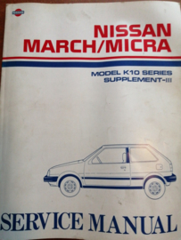Service manual '' Model K10 series '' Supplement-III SM7E-K10SG0 Nissan Micra K10 Used part.