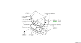 Motorkapscharnier links Nissan Micra K11 65401-4F130 (kleurcode BV4) Gebruikt.