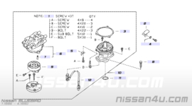 O-ring stroomverdeler CA20E Nissan 22180-03E00 M11/ T12/ T72/ U11 (HITACHI D4P85-01) Gebruikt.