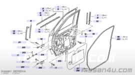 Portierraamgeleider rechtsvoor Nissan Serena C23 80820-3C410 Origineel.