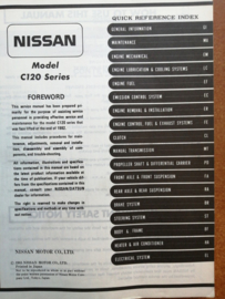 Service manual '' Model C120 series basisboek Facelift '' Nissan Vanette C120 SM3E-C120G0