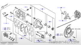 Remklauw rechtsvoor Nissan Terrano2 R20 41001-7F000 (zonder houder)