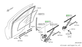 Raammechanisme rechtsvoor Nissan Pixo UA0 80700-4A00D Origineel.