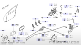 Chromen deurgreep buitenzijde linksvoor Nissan Almera (Tino) 80607-BM670 N16/ V10 Origineel