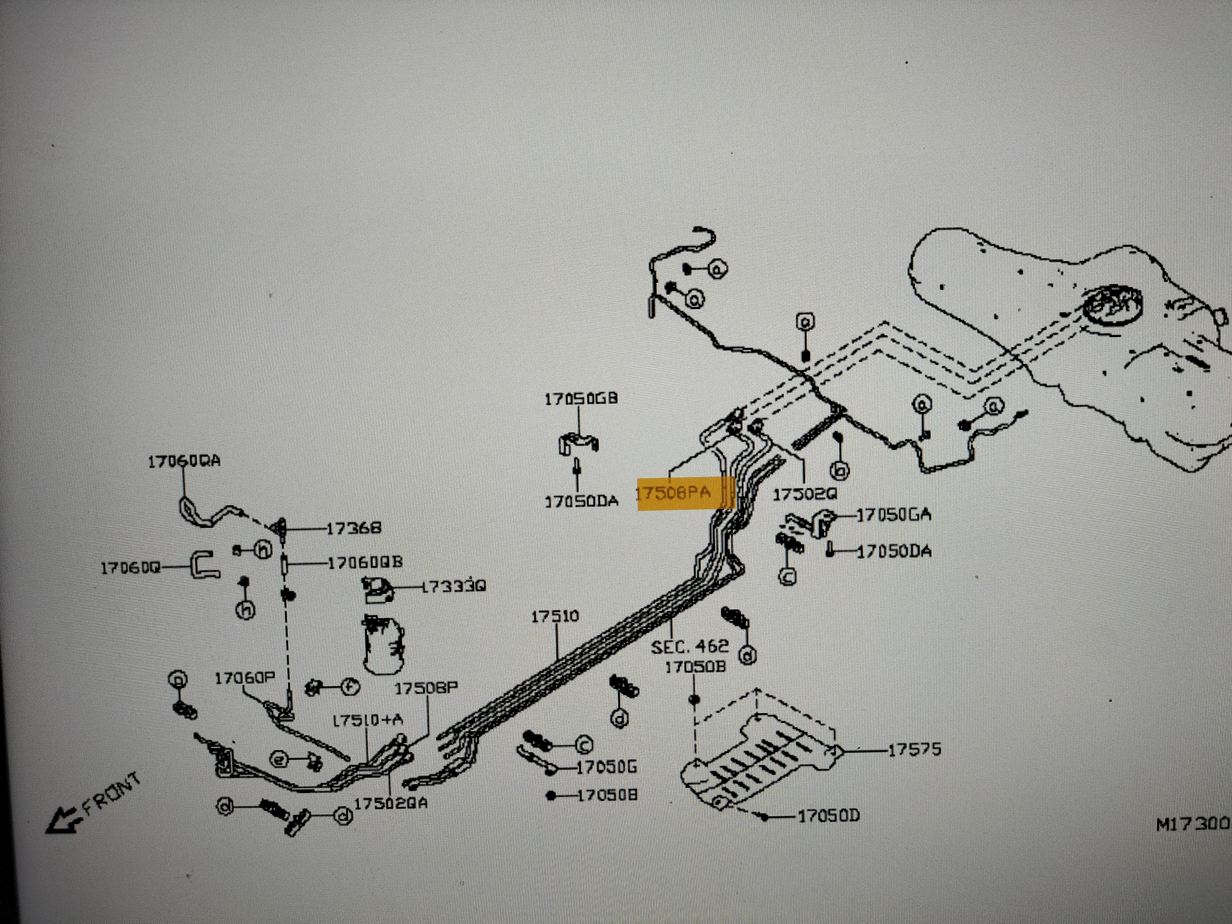 Vacuümleiding BR10DE/ HR09DET/ HR10DET Nissan Micra K14 17508-5FA1A Gebruikt. Incompleet.