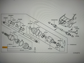 Aandrijfashoesset wielzijde K9K/ MR20DE/ QR25DE Nissan C9241-JA00H J10/ T31 Origineel