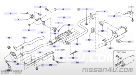 Voorpijp / katalysator / middendemper CG10DE Nissan Micra K11 20010-99B00 + B0800-99B05 + 20030-99B00