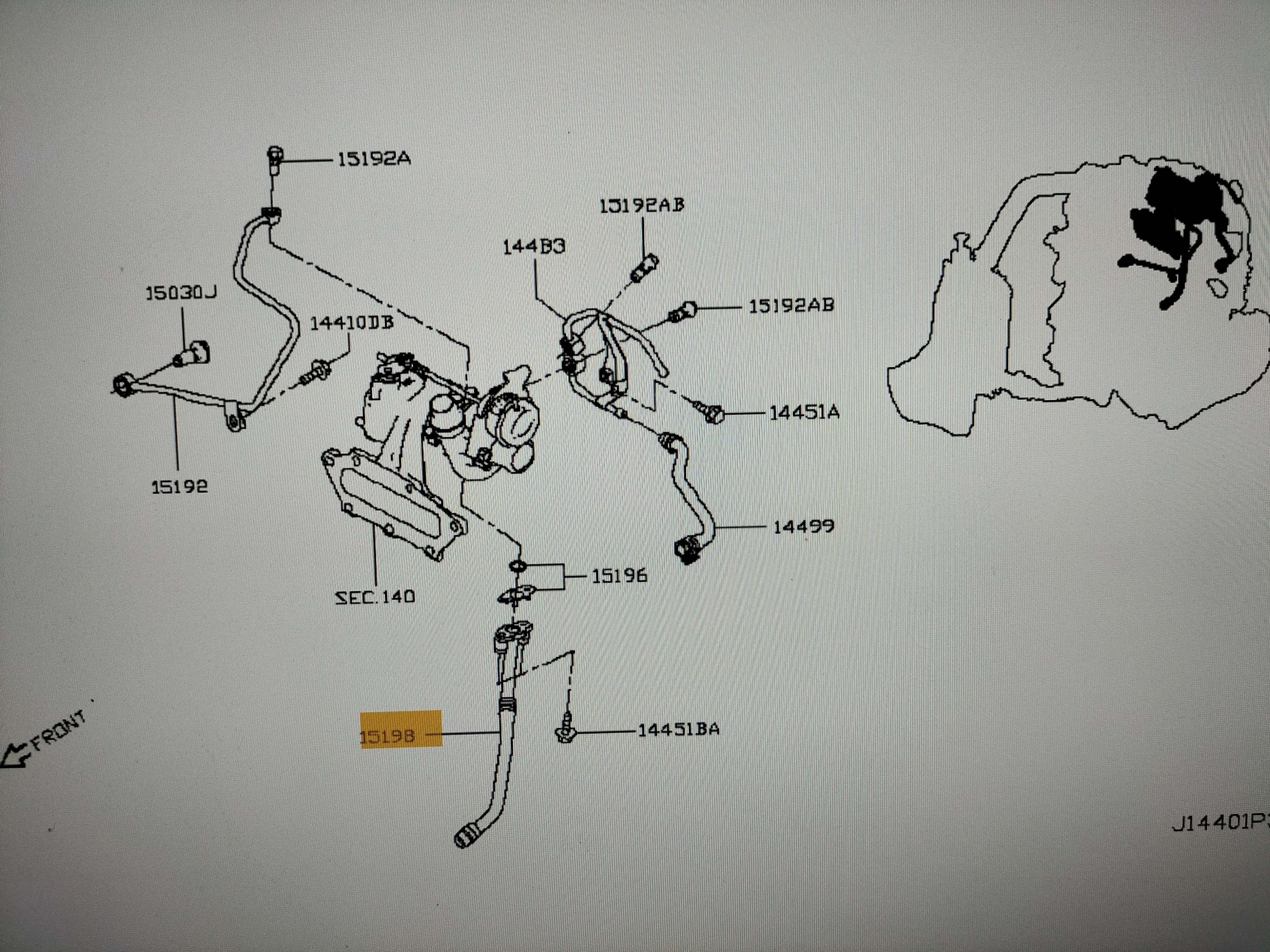 Turboleiding HR09DET/ HRA2DDT Nissan 15198-00Q0G C13/ F15/ J11/ K14 Gebruikt.