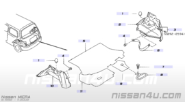 Kofferbakbekleding Nissan Micra K11. Rechts. 84950-5F620