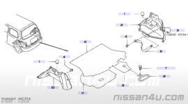 Kofferbakbekleding Nissan Micra K11. Rechts. 84950-6F602