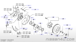 Ring-snap bearing front wheel Nissan 40214-30R00 A32/ J30/ M11/ P10/ P11/ WP11