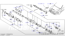 Aandrijfashoesset wielzijde Nissan 39241-2F225 N15/ P10/ P11/ W10/ WP11