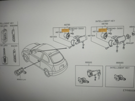 Switch assy-ignition Nissan 48750-BC60A CK12/ E11/ F15/ J10/ JJ10/ K12/ M20M/ N16/ P11/ P12/ R51/ V10/ WP11 Original.