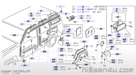 Cover-windshield pillar, left-hand Nissan Patrol 160 76845-C7160 Original