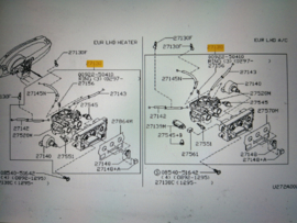 Cable-control heater Nissan Micra K11 27540-6F600 + 27541-6F600 + 27542-6F600 Gebruikt.