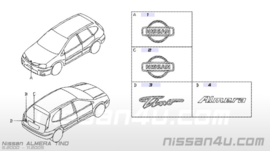 Kofferbakembleem Nissan Almera Tino V10 84890-BU300 Gebruikt