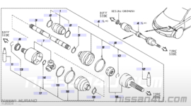 Aandrijfashoesset wielzijde Nissan Murano Z50 39241-CA025 Origineel