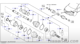 Drive shaft boot set wheel side Nissan Murano Z50 39241-CA025 Original