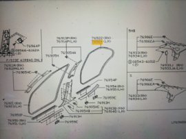 Deurrubber linksachter Nissan Primera P11 76924-9F005 Gebruikt.