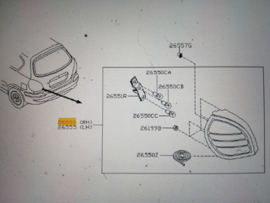 Achterlicht rechts Nissan Almera N16 26550-BN011 Origineel.