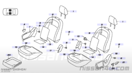 Stoelbekleding rugleuning Nissan Qashqai J10 87670-JD40A Origineel.