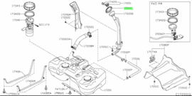 Afdichtrubber vulhals brandstoftank Nissan 17240-5M300 J10/ K11/ N16/ P11/ V10/ WP11 Origineel.