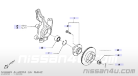 Spindle-knuckle, right-hand Nissan Almera N16. ABS 40014-4M400 + 40202-4M400 + 47910-BM400