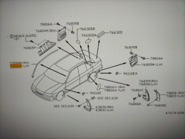 Afwaterrubber voorportier links Nissan Almera N15 76843-0N061 Origineel.