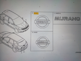 Grille-embleem Nissan Murano Z50 62890-CA000 Origineel.