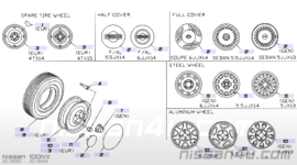 14 inch Aluminum wheel Nissan 40300-51C26 B13/ N14/ Y10 Used part.