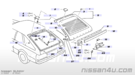 Pakking onderste achterklepdeel Nissan Sunny B11 coupe 90816-11A01 Origineel.