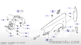 Zijscherm rechts Nissan Almera N16 63100-4M630 (KL0)