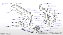 Afdekkap montagebout dashboard links Nissan Sunny N14 68499-63C00
