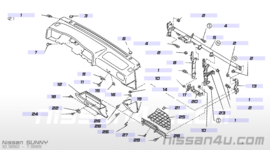 Afdekkap rechts dashboard Nissan Sunny N14 68498-63C00