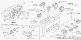 Switch assy-mirror control Nissan 25570-2Y015 CA33/ F24/ P12 Used part.