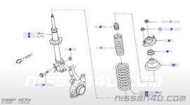 Veerpoot linksvoor Nissan Micra K11 zonder ABS 54303-5F625 54010-4F121 54320-4F102 (54303-5F600 )