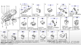Schakelaar achterruitverwarming Nissan Terrano2 R20 25350-0F000