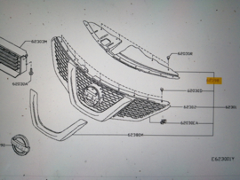 Afdekplaat bovenzijde grille Nissan Qashqai J11 62398-BV80A