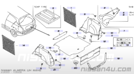 Bevestigingsclip achterkleppaneel / kofferbakbekleding Nissan Almera N16 h.b. 01553-10461