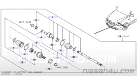 Stofring aandrijfas differentieelzijde Nissan 39752-02A0B K11/ N16/ P11