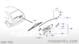 Ruitenwissermotor achterklep Nissan Micra K10 28710-05B70 Origineel.