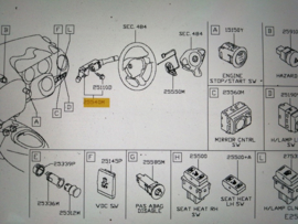 Kolomschakelaar/stuurwielschakelaar Nissan Juke F15 25560-1KK0? NILES14A01