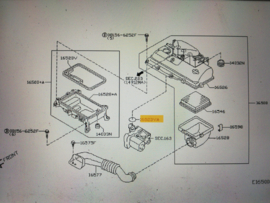 Rubber gasklephuis Nissan 16523-AX610 E11/ K12 Origineel.